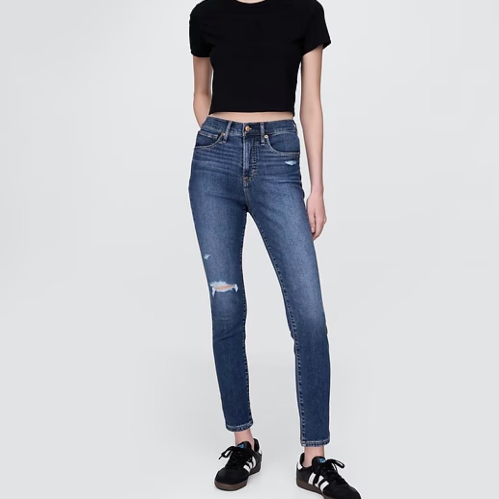 GAP Blue Cigarette Skinny Jeans with Distressed Details